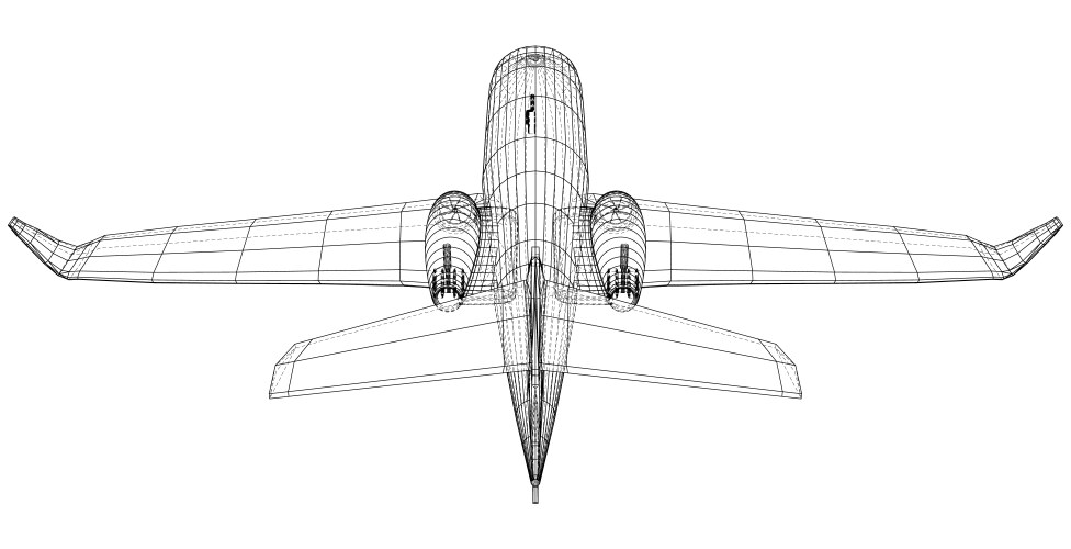 Plane wireframe concept created vector image