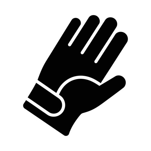 A black and white of raised gloved hand Vector Image