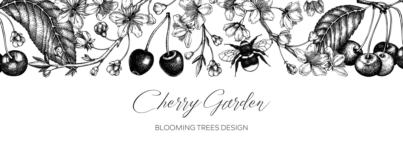 Hand drawn spring background cherry blossom tree Vector Image