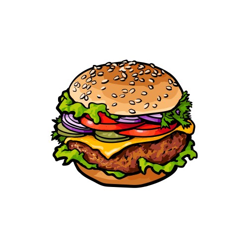 Hand-Drawn Burger Sketch Vector Image