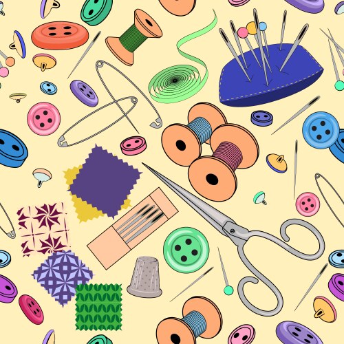 Sewing kit doodles Royalty Free Vector Image - VectorStock