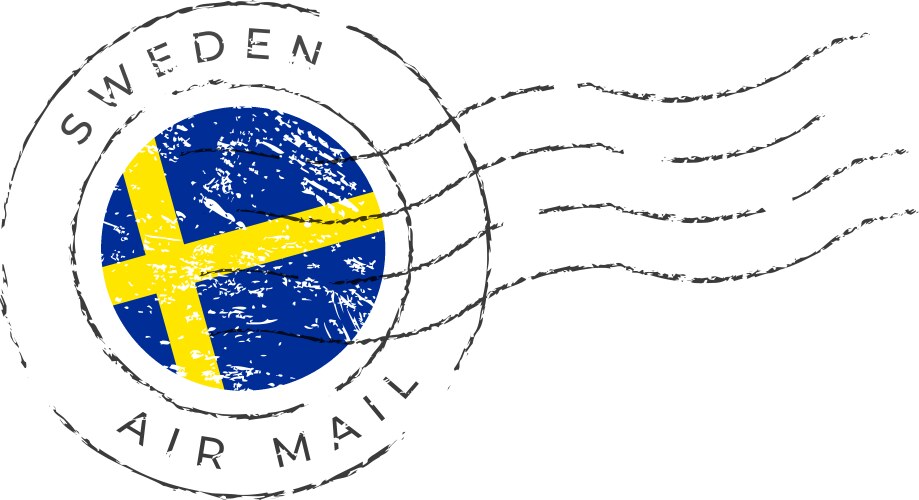 Sweden postage mark national flag stamp vector image