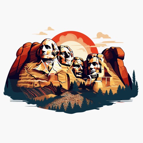 mount rushmore hand-drawn comic vector image