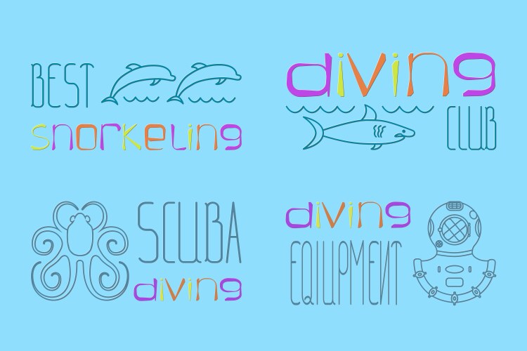 set of logo scuba diving vector