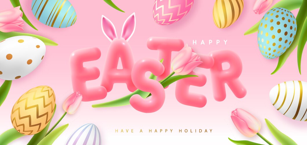 easter background with colorful eggs vector image