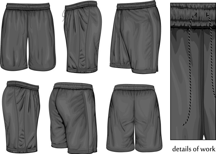 mens black sport shorts vector image