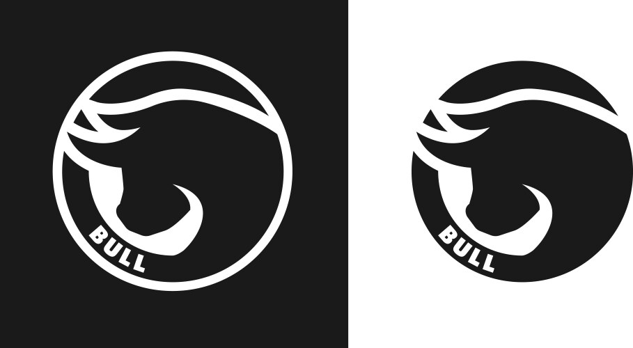 Monochrome Bull Silhouette Logo Vector Image