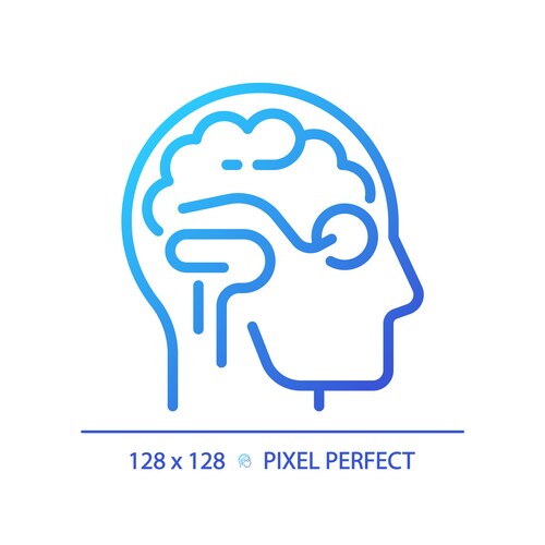 2d simple thin linear gradient brain and eye icon – Royalty-Free Vector ...