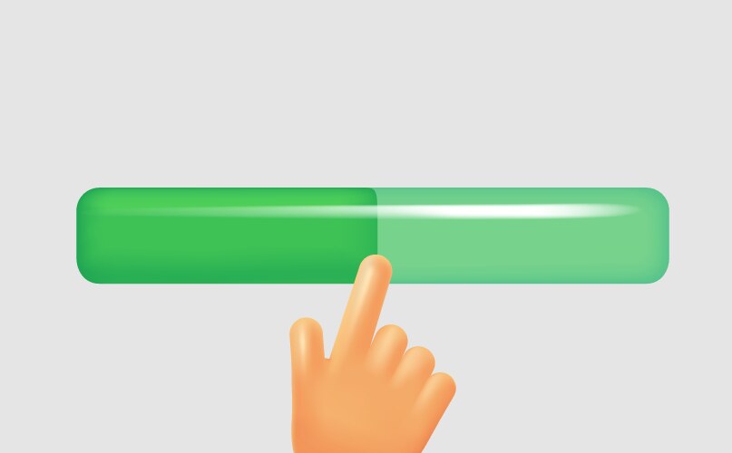 progress bar with pionting finger loading data vector image