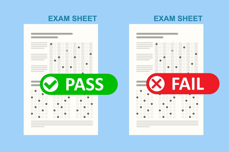 exam test pass or fail school and education vector image