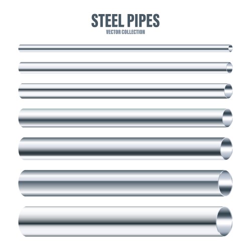 Steel pipes collection construction material vector image