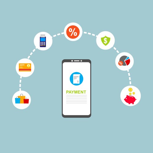 concept online and mobile payments for web page vector image