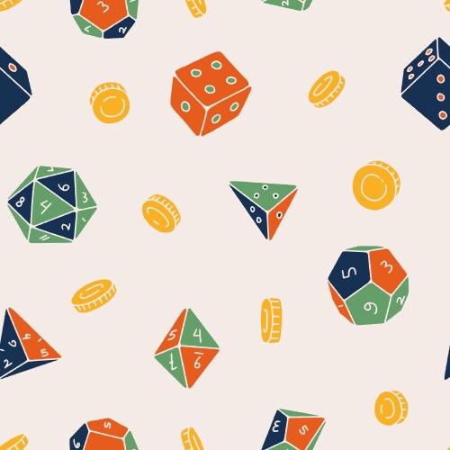 Dice coin game seamless pattern for print vektorbild