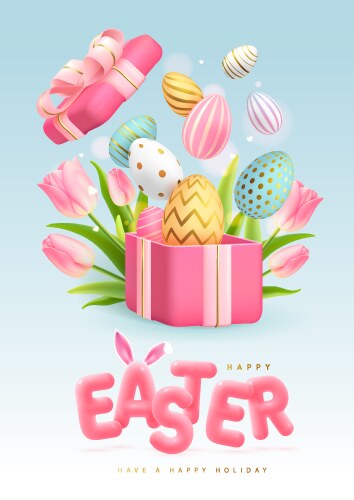 Easter background with colorful eggs vector image