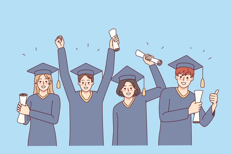 Excited student celebrate college graduation Vector Image