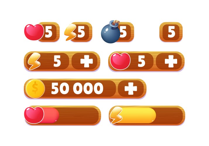 Game ui button mobile application vector image