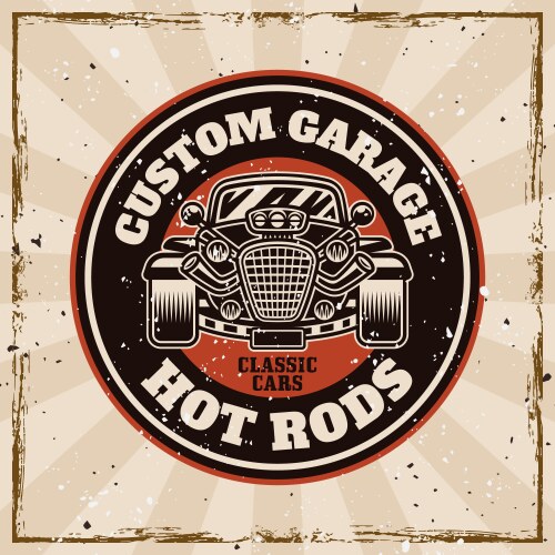 Hot rod emblem label badge or print Royalty Free Vector
