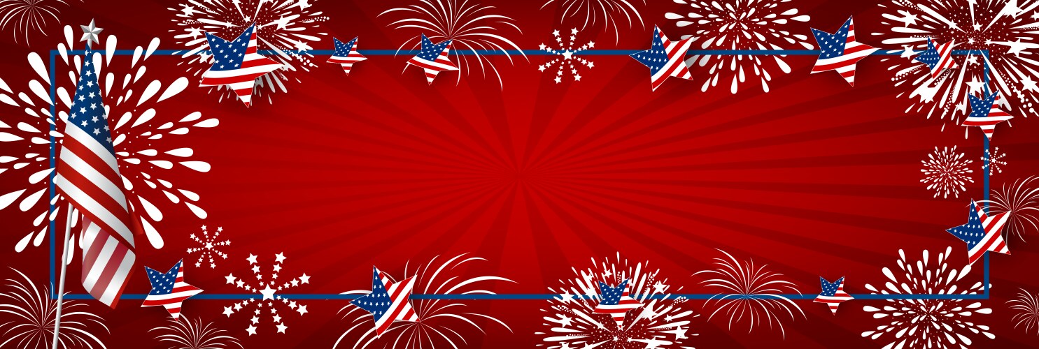 Usa flag with fireworks Royalty Free Vector Image