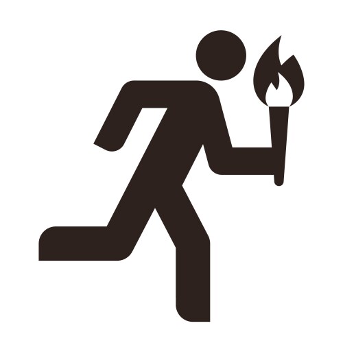 Running man with olympic torch icon torchbearer vector image