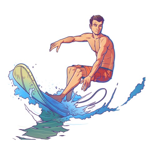 Ocean wave surfer composition Royalty Free Vector Image