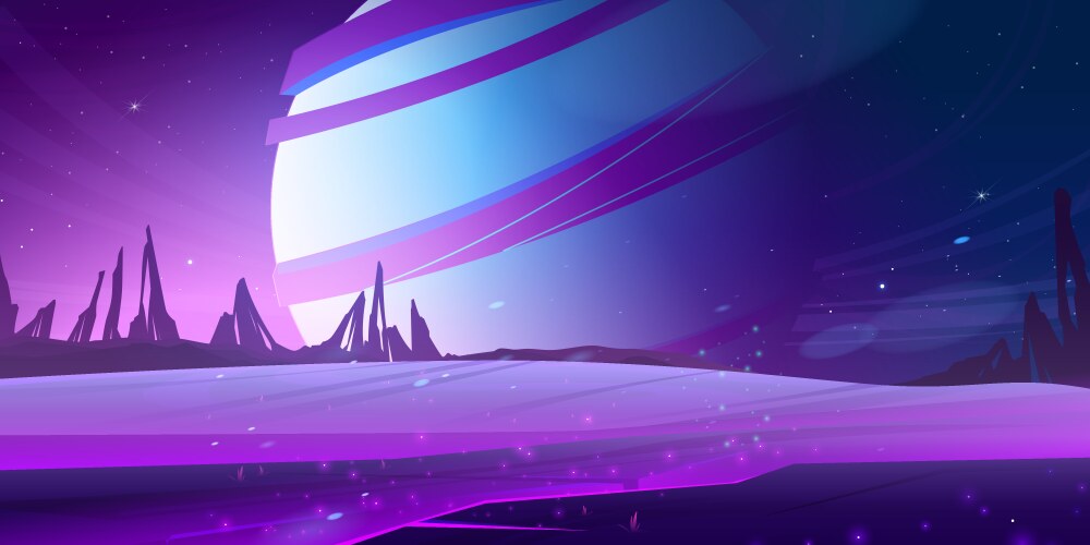 Cosmic Background Alien Planet Deserted Landscape Vector Image