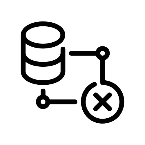 Database connection error icon with linked vector image