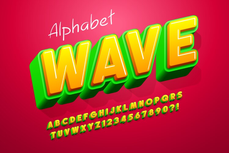 3D Alphabet Display Font - Vibrant &amp; Bold Vector Image