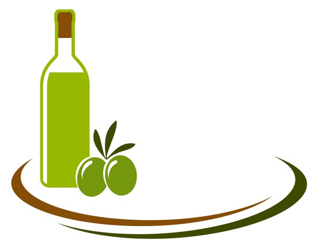 Background with olive oil and olives vector image