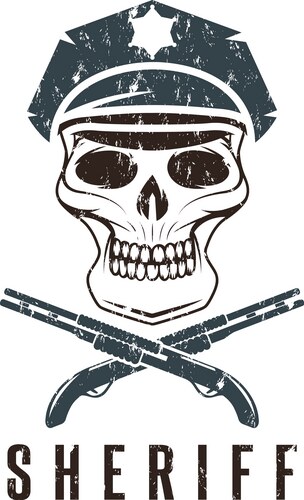 Rustic sheriff skull label Vector Image