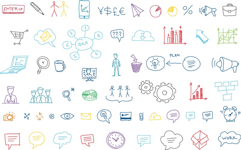 Arrows drawing set for presentation the idea Vector Image