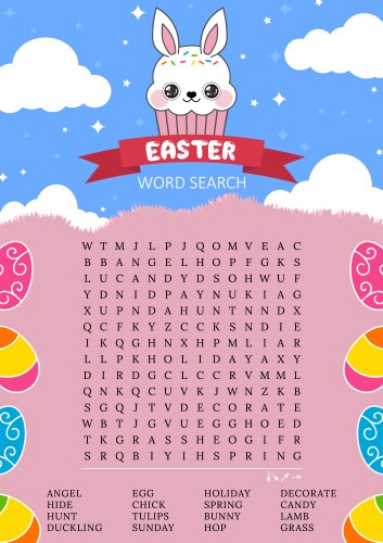 Easter word search puzzle vector image