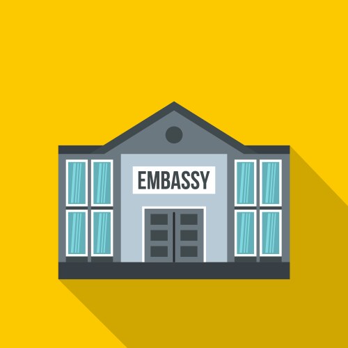 Embassy icon flat style Royalty Free Vector Image