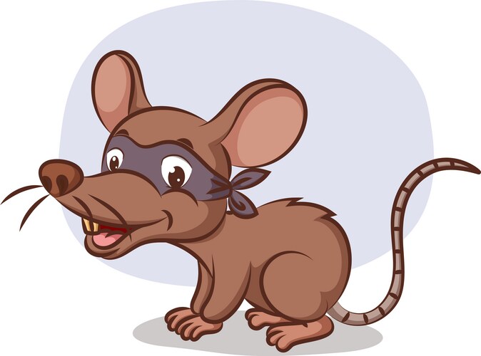 Little thief mouse is using black mask Vector Image