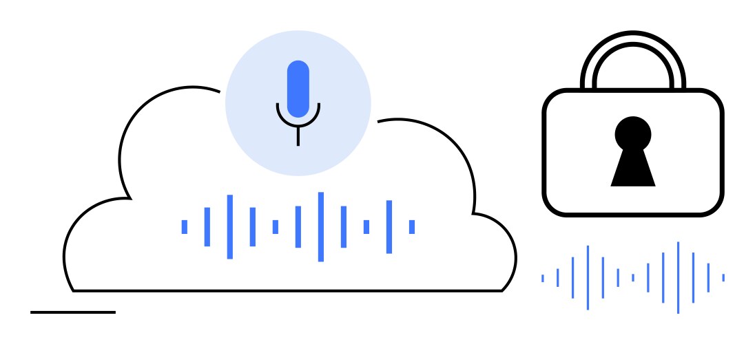 Secure voice data storage in cloud with encryption vector image