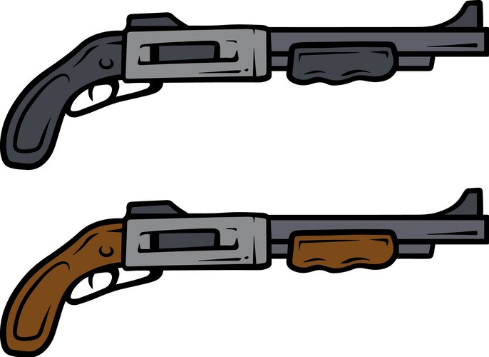 Cartoon shotguns weapon icons Vector Image