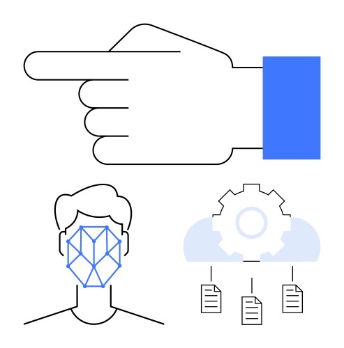 Face recognition data flow and automation vector image
