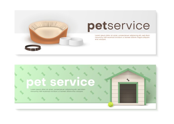 pet service advertising banner set realistic vector