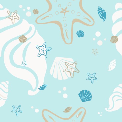 beach shells and stars seamless pattern summer vector image