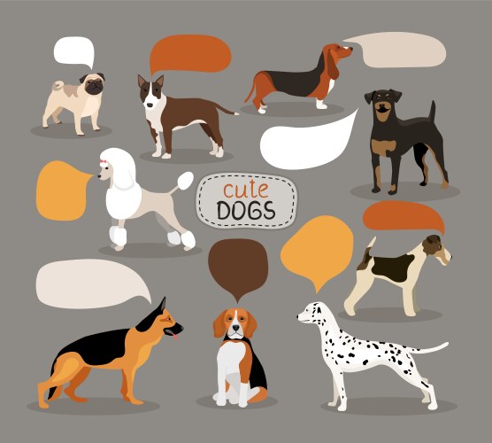 Dog Breeds with Speech Bubbles Vector Image