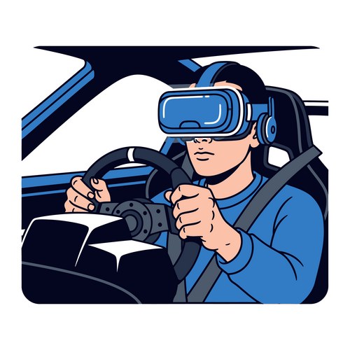 VR Driving Simulation Vector Image