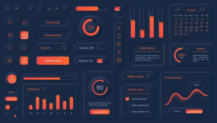 Loading bar ui user interface progress indicator Vector Image