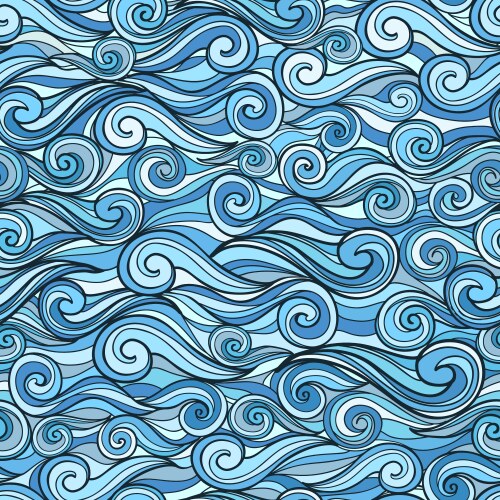 Sea waves seamless pattern Royalty Free Vector Image