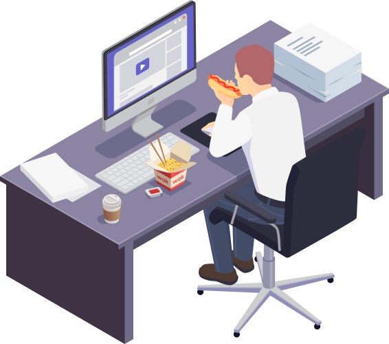 Eating office worker vector image