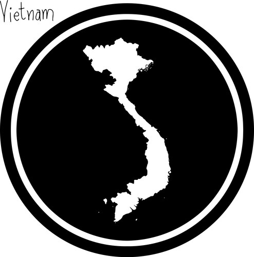 Vietnam Map on Black Circle Vector Image