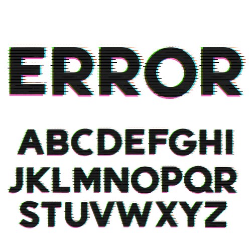 Glitch Alphabet Font - Digital Error Style vector image