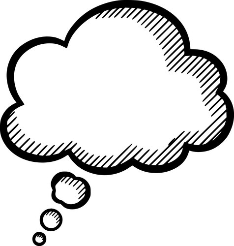 Black and White Thought Bubble Cartoon Vector Image