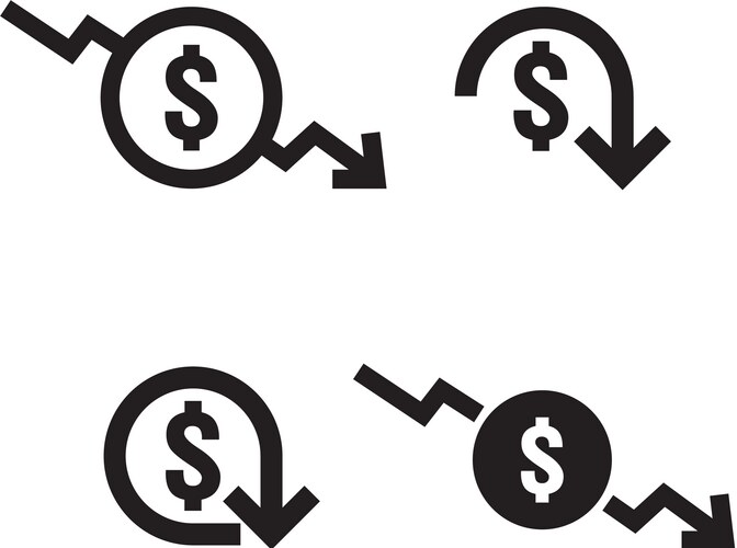 Dollar arrow decrease icon money symbol – Free Vector | VectorStock