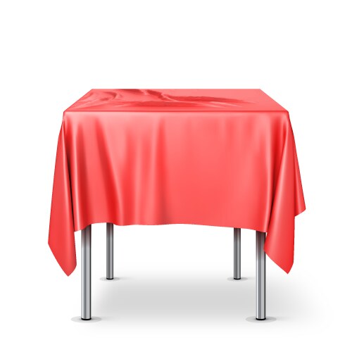 Rectangular table with a red tablecloth vector image