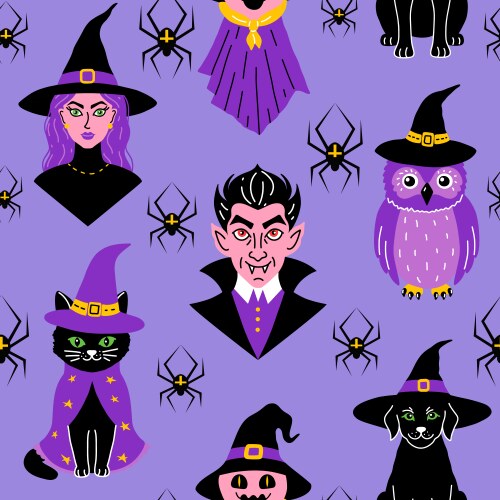 Seamless pattern with cute characters vektorbild