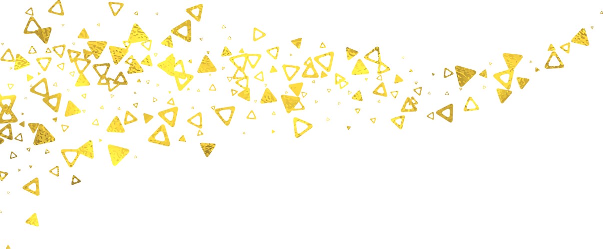 gold glittering foil triangles on white background vector image